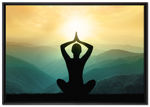 Yoga und Meditation auf Leinwandbild gerahmt Größe 100x70