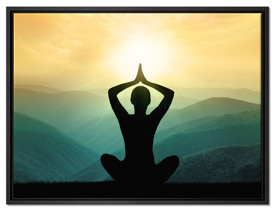 Yoga und Meditation auf Leinwandbild gerahmt Größe 80x60