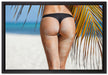 Sexy Frau am Strand auf Leinwandbild gerahmt Größe 60x40
