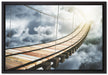 Hölzerne Brücke in den Wolken auf Leinwandbild gerahmt Größe 60x40