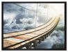 Hölzerne Brücke in den Wolken auf Leinwandbild gerahmt Größe 80x60