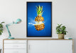 Ananas mit Wasser bespritzt auf Leinwandbild gerahmt verschiedene Größen im Wohnzimmer