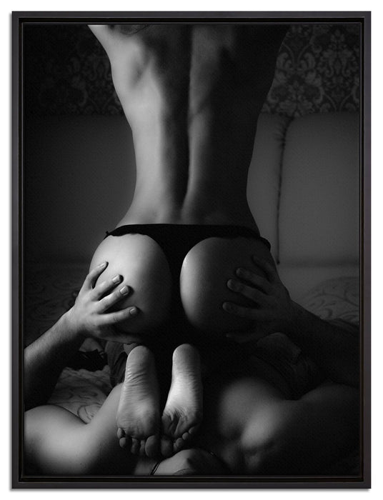 Erotisches Paar auf Leinwandbild gerahmt Größe 80x60