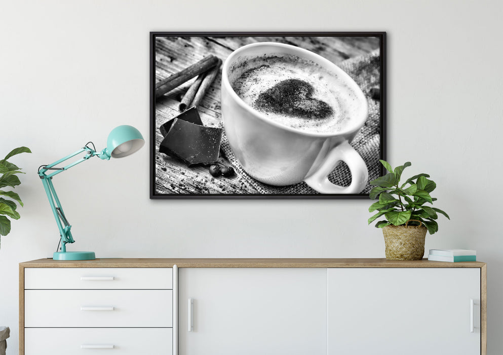 Kaffe Kaffeebohnen auf Leinwandbild gerahmt verschiedene Größen im Wohnzimmer