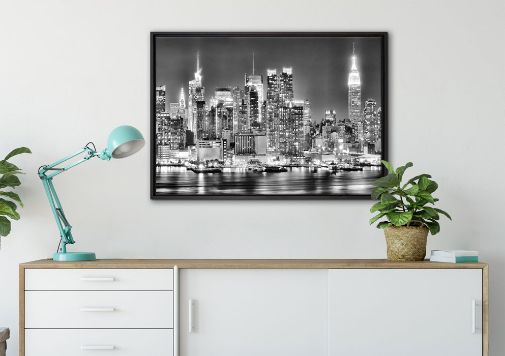 New York City Skyline auf Leinwandbild gerahmt verschiedene Größen im Wohnzimmer