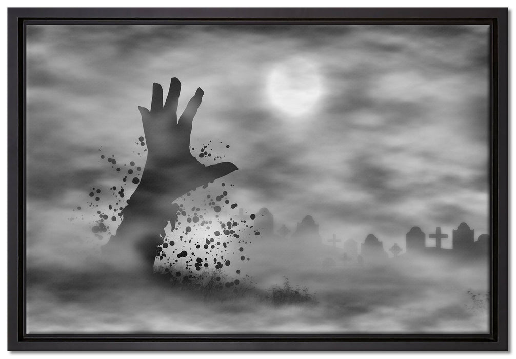 Zombie Erwachen auf Leinwandbild gerahmt Größe 60x40
