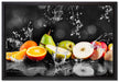 Früchte im Wasser auf Leinwandbild gerahmt Größe 60x40