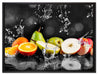 Früchte im Wasser auf Leinwandbild gerahmt Größe 80x60
