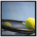 Tennischläger mit Bällen auf Leinwandbild Quadratisch gerahmt Größe 70x70