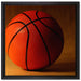 Basketball schwarzer Hintergrund auf Leinwandbild Quadratisch gerahmt Größe 40x40