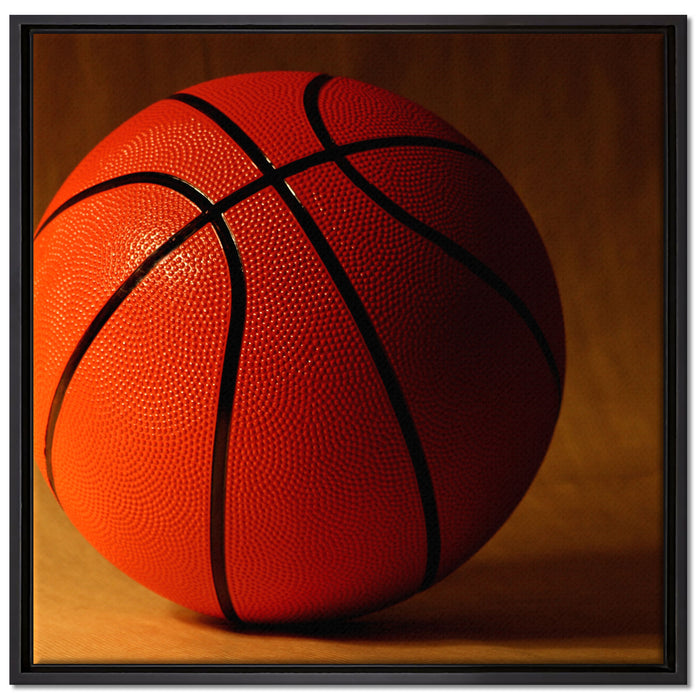 Basketball schwarzer Hintergrund auf Leinwandbild Quadratisch gerahmt Größe 70x70