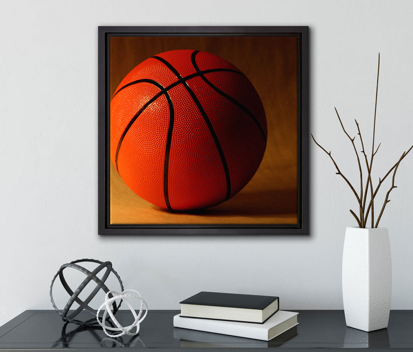 Basketball schwarzer Hintergrund  auf Leinwandbild Quadratisch gerahmt mit Kirschblüten