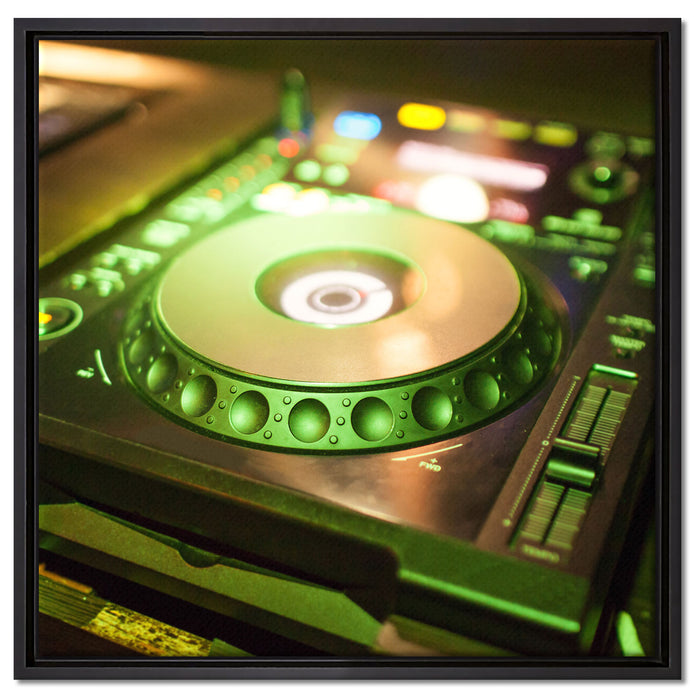 Grün beleuchteter DJ Pult auf Leinwandbild Quadratisch gerahmt Größe 60x60