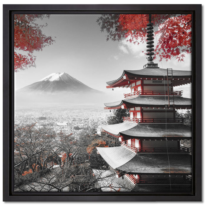 Japanischer Tempel im Herbst auf Leinwandbild Quadratisch gerahmt Größe 40x40