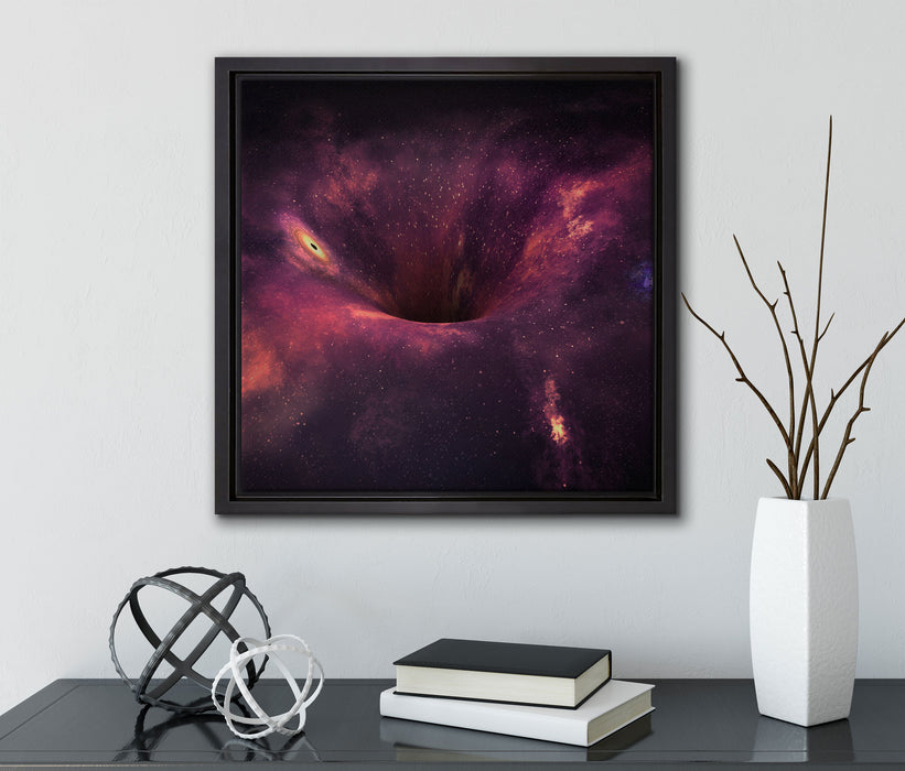 Schwarzes Loch im Weltall  auf Leinwandbild Quadratisch gerahmt mit Kirschblüten