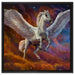 Weißer Pegasus mit Engelsflügel auf Leinwandbild Quadratisch gerahmt Größe 60x60