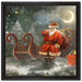 Weihnachtsmann mit Geschenken auf Leinwandbild Quadratisch gerahmt Größe 40x40