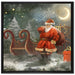 Weihnachtsmann mit Geschenken auf Leinwandbild Quadratisch gerahmt Größe 70x70