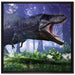 T-Rex Dinosaurier im Wald auf Leinwandbild Quadratisch gerahmt Größe 70x70