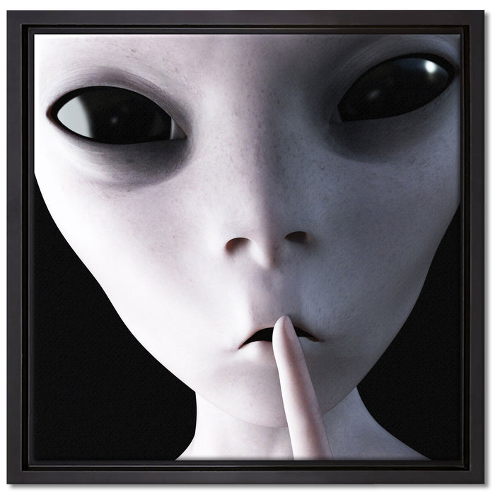 Alien - nicht reden auf Leinwandbild Quadratisch gerahmt Größe 40x40