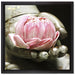 Lotus auf der Hand eines Buddhas auf Leinwandbild Quadratisch gerahmt Größe 40x40