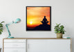 Meditation im Sonnenuntergang auf Leinwandbild gerahmt Quadratisch verschiedene Größen im Wohnzimmer