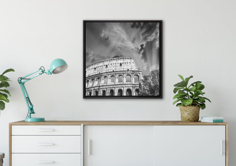 klassisches Colloseum in Rom auf Leinwandbild gerahmt Quadratisch verschiedene Größen im Wohnzimmer