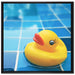 Quietsche Ente im Bad auf Leinwandbild Quadratisch gerahmt Größe 70x70