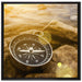 Kompass auf Steinen Reiselust auf Leinwandbild Quadratisch gerahmt Größe 70x70