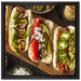 Amerikanische Hotdogs auf Leinwandbild Quadratisch gerahmt Größe 40x40