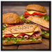 Köstliche Sandwiches auf Leinwandbild Quadratisch gerahmt Größe 70x70