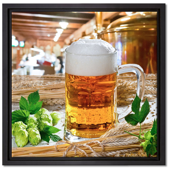 Deutsches frisches Bier auf Leinwandbild Quadratisch gerahmt Größe 40x40