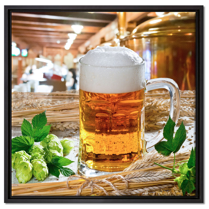 Deutsches frisches Bier auf Leinwandbild Quadratisch gerahmt Größe 60x60