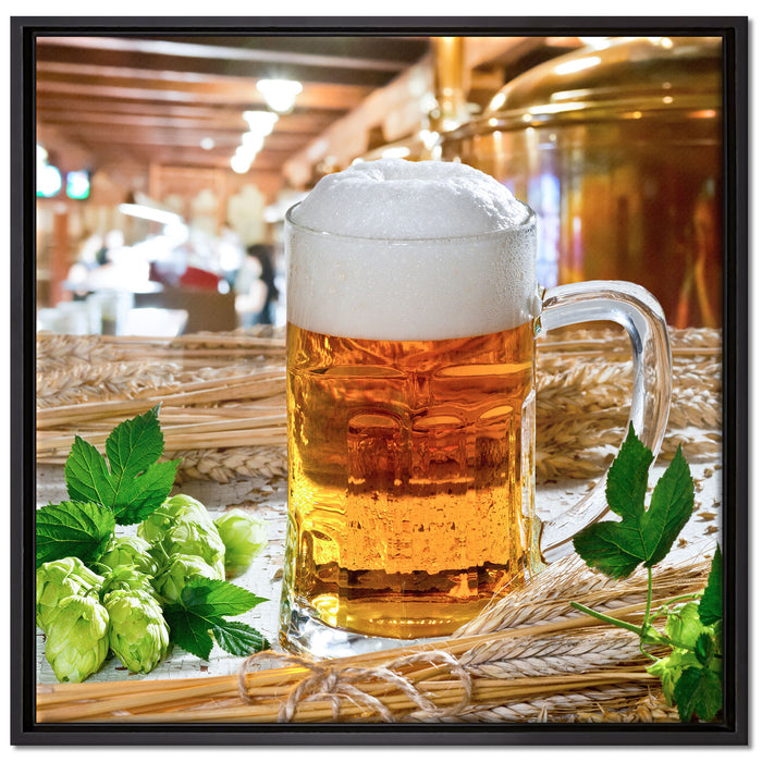 Deutsches frisches Bier auf Leinwandbild Quadratisch gerahmt Größe 70x70