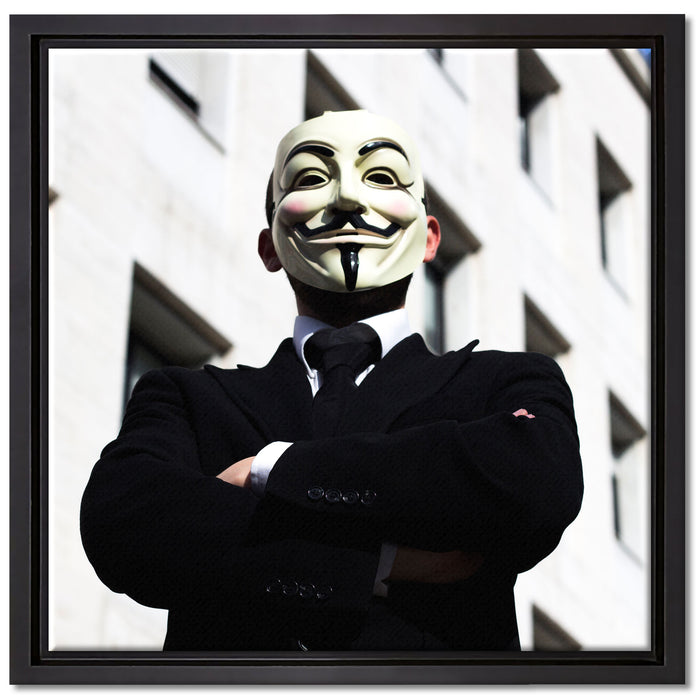 Anonymus Maske auf Leinwandbild Quadratisch gerahmt Größe 40x40