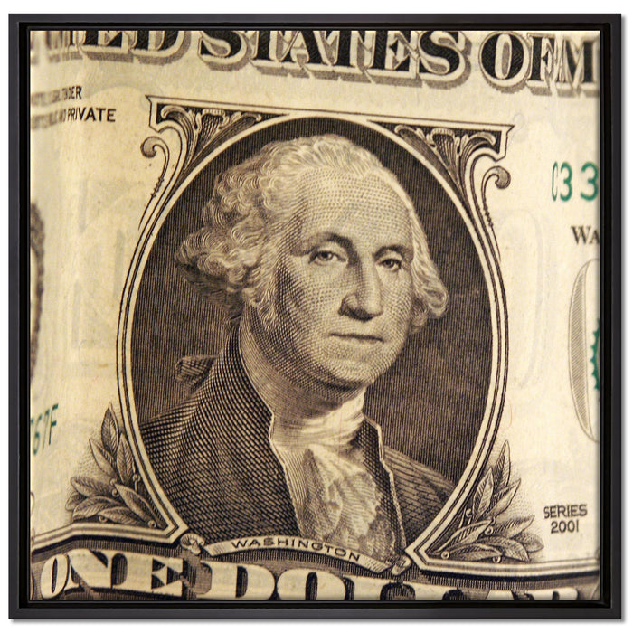 Geldschein Dollar auf Leinwandbild Quadratisch gerahmt Größe 70x70
