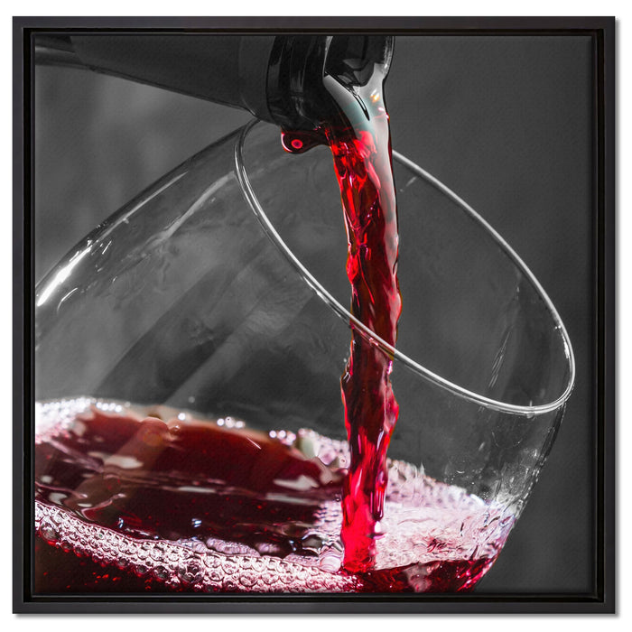 köstlicher Rotwein auf Leinwandbild Quadratisch gerahmt Größe 60x60