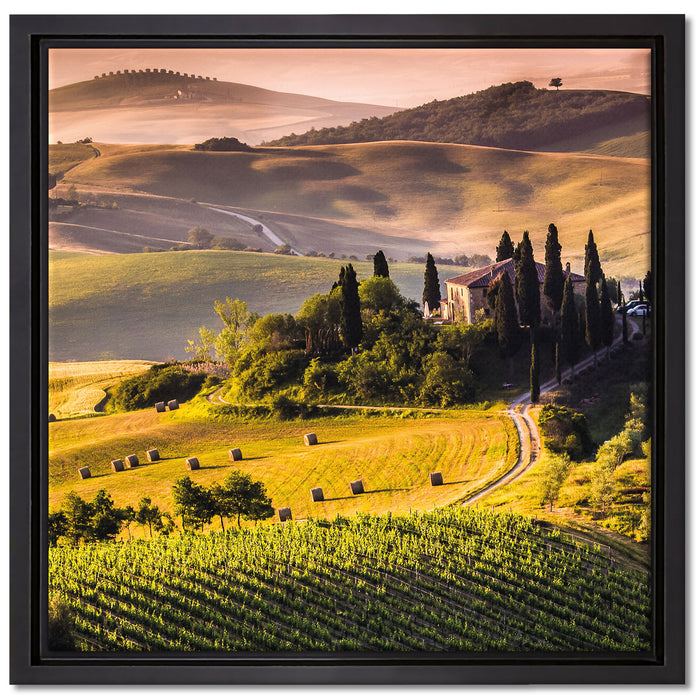 Wunderschöne Toskana Landschaft auf Leinwandbild Quadratisch gerahmt Größe 40x40