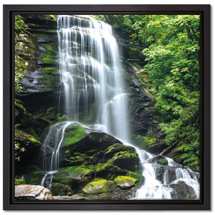 Wasserfall auf Leinwandbild Quadratisch gerahmt Größe 40x40