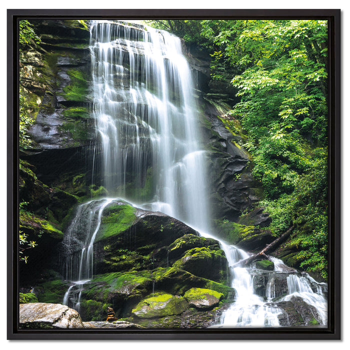 Wasserfall auf Leinwandbild Quadratisch gerahmt Größe 60x60