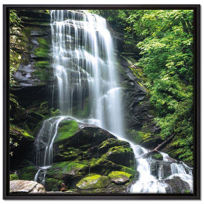 Wasserfall auf Leinwandbild Quadratisch gerahmt Größe 70x70