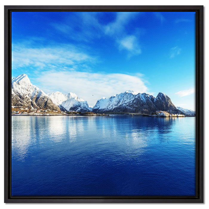 Lofoten in Norwegen auf Leinwandbild Quadratisch gerahmt Größe 60x60