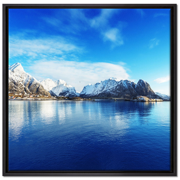 Lofoten in Norwegen auf Leinwandbild Quadratisch gerahmt Größe 70x70