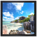 Seychellen Strand auf Leinwandbild Quadratisch gerahmt Größe 40x40