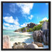 Seychellen Strand auf Leinwandbild Quadratisch gerahmt Größe 60x60