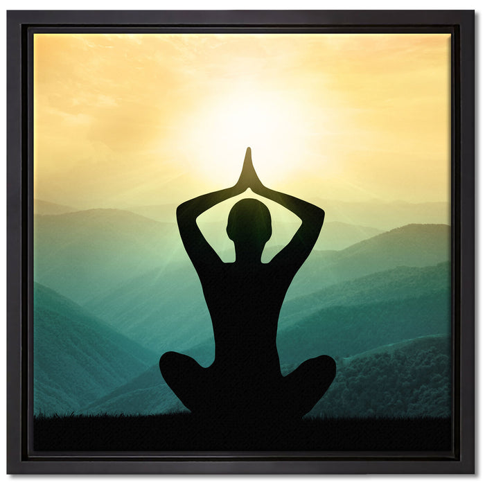 Yoga und Meditation auf Leinwandbild Quadratisch gerahmt Größe 40x40