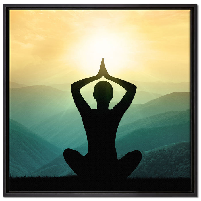 Yoga und Meditation auf Leinwandbild Quadratisch gerahmt Größe 70x70