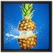 Ananas mit Wasser bespritzt auf Leinwandbild Quadratisch gerahmt Größe 40x40