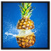 Ananas mit Wasser bespritzt auf Leinwandbild Quadratisch gerahmt Größe 60x60