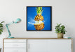 Ananas mit Wasser bespritzt auf Leinwandbild gerahmt Quadratisch verschiedene Größen im Wohnzimmer